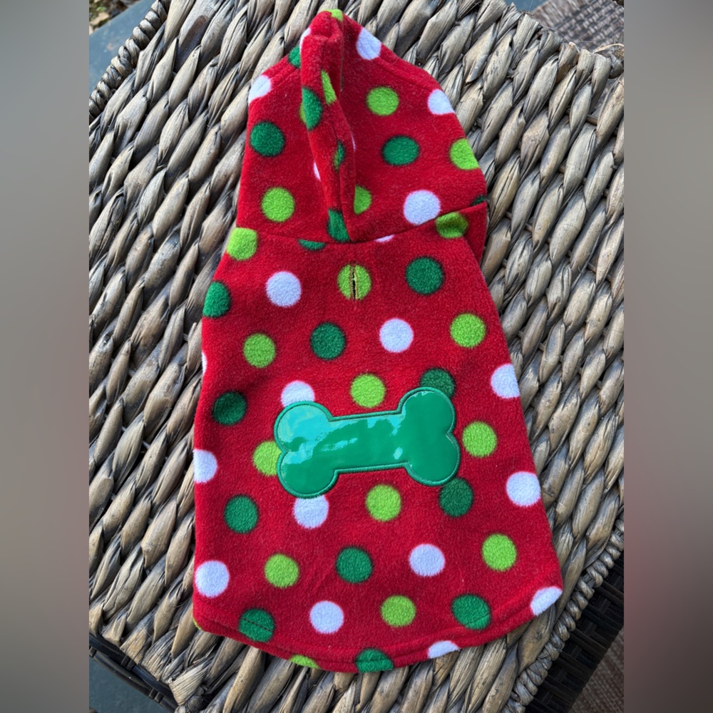 Holiday Red and Green Polka Dot Dog Hoodie
